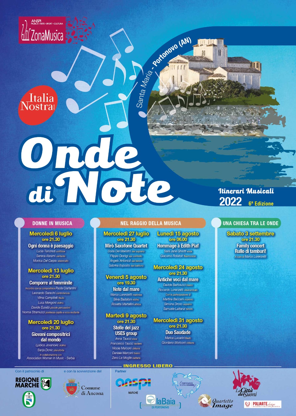 Onde di Note rassegna artistico musicale a Portonovo Ancona